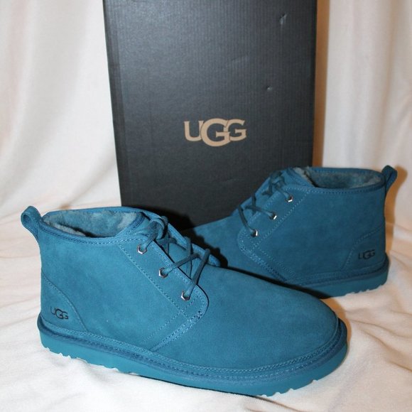 NIB UGG MEN'S NEUMEL MARINA BLUE SUEDE SHEARLING LINED CHUKKA ANKLE WINTER BOOTS - Picture 1 of 8